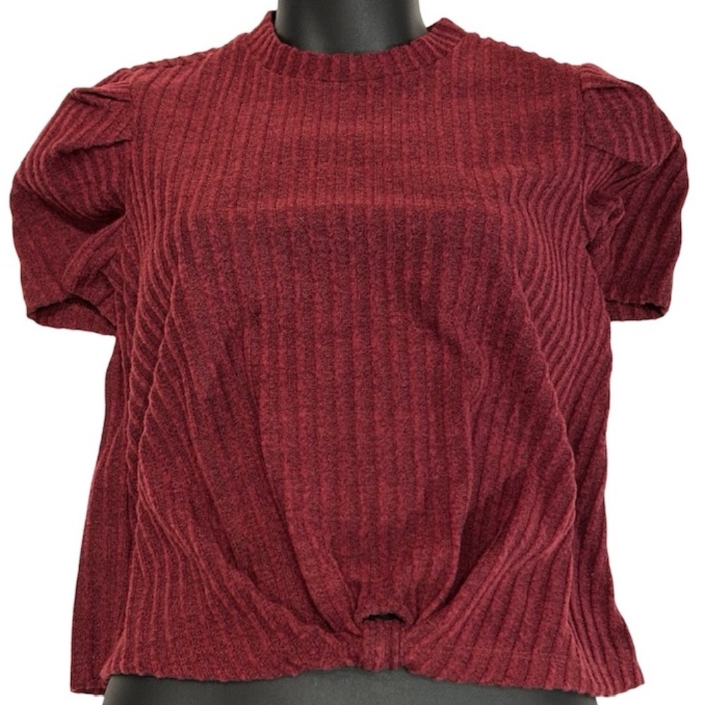 Jane & Hudson Women's Burgundy With Belly Button Shirt Knot Size Small New W Tag